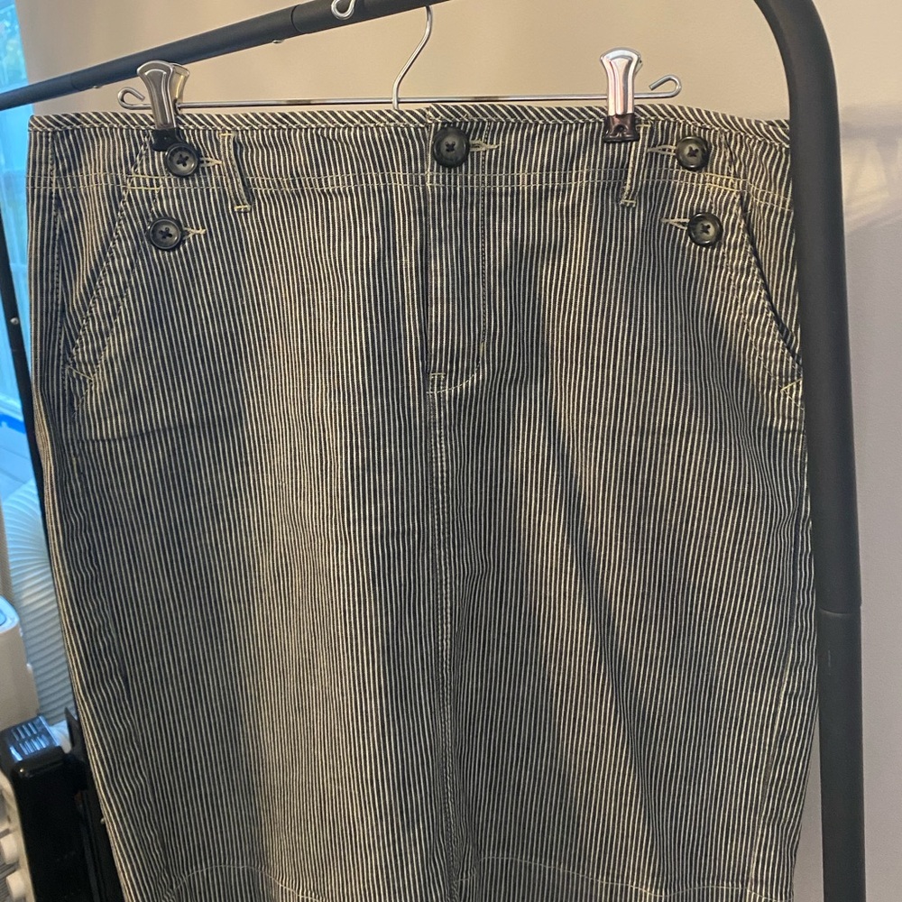 Navy blue and white denim style skirt